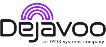 The dejavoo logo is purple and black and says dejavoo an ipos systems company.