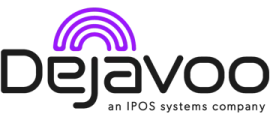 The dejavoo logo is purple and black and says dejavoo an ipos systems company.