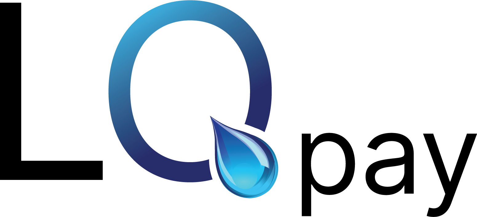 A logo for lqpay with a drop of water in the middle