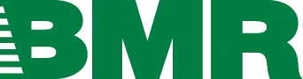 Le logo bmr est vert et blanc sur fond blanc.
