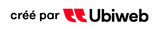 Un logo pour ubiweb avec une épingle rouge sur fond blanc.