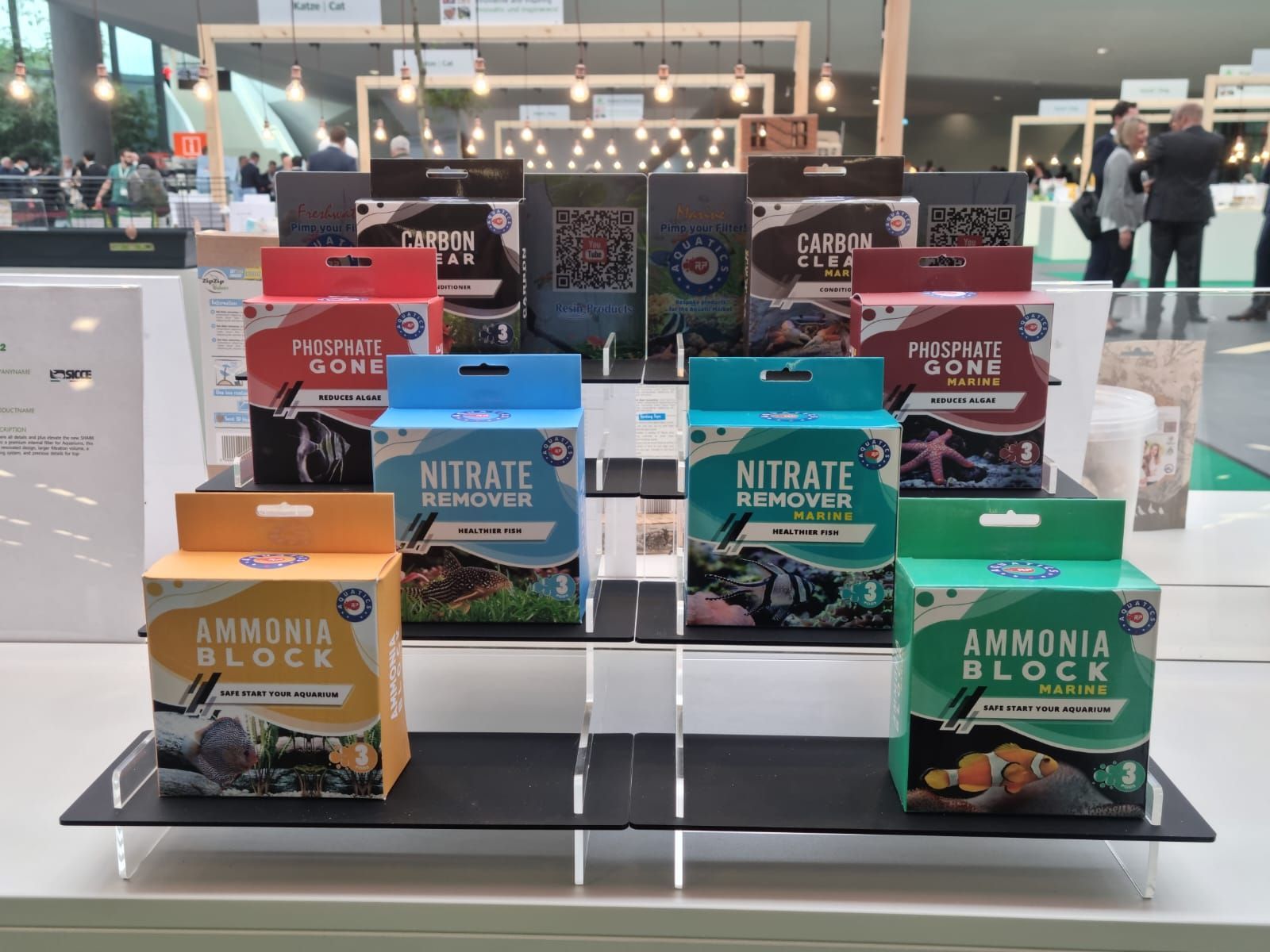A display of ammonia block products on a table