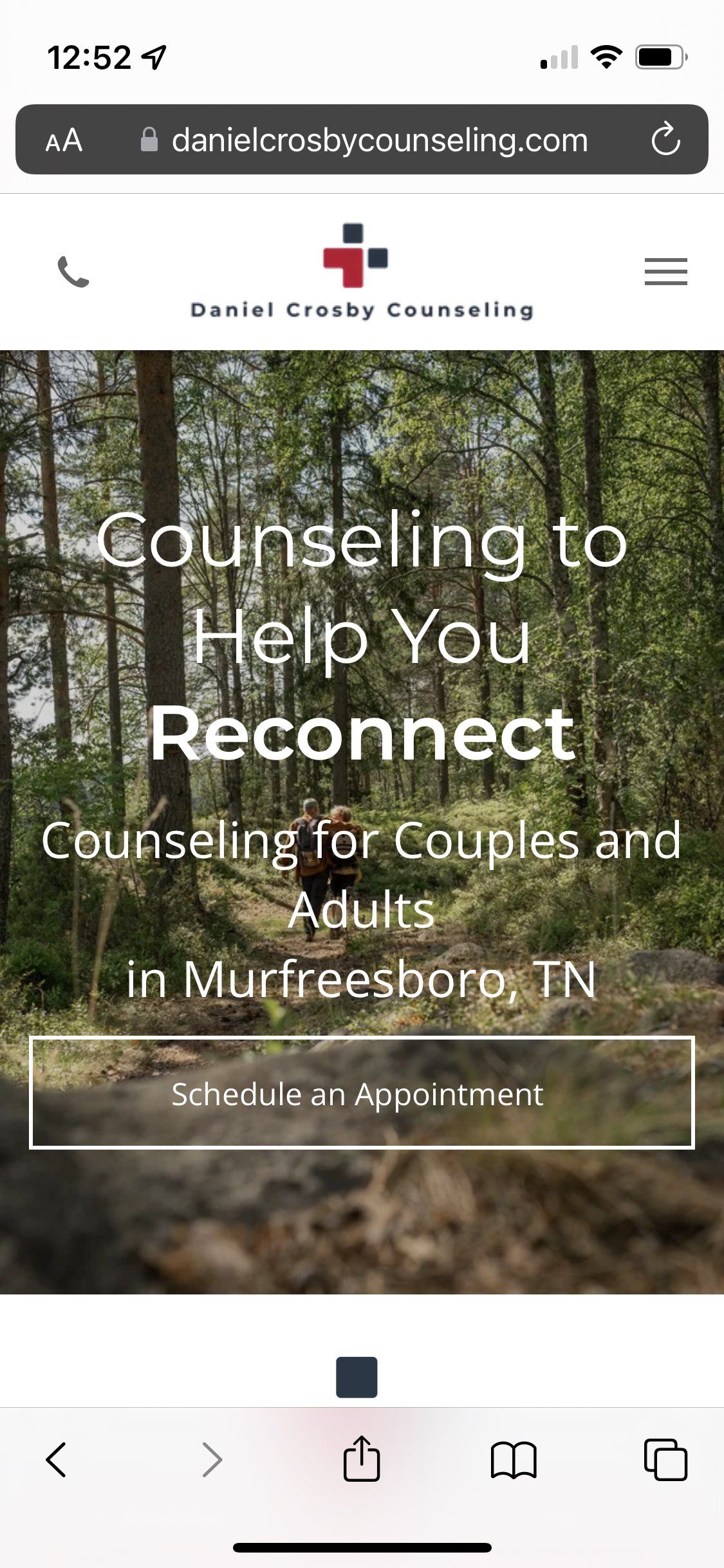 Daniel Crosby Counseling Website Mobile Screenshot