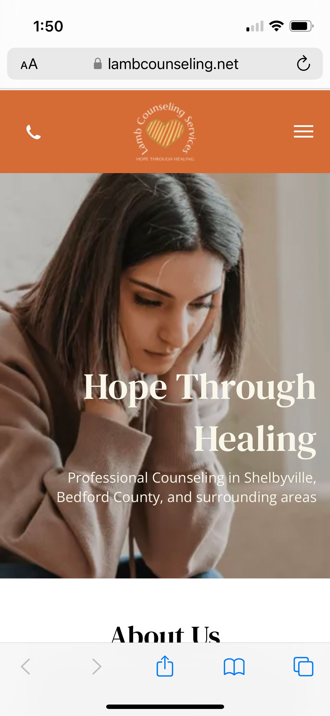 Lamb Counseling Mobile Website Screenshot