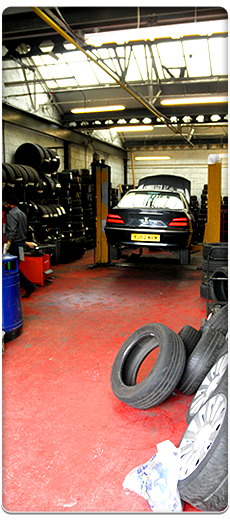 A Car BEing Repaired In Four New Tyres From Milap Tyres & Service Centre At Milap Tyres & Service Centre In Doncaster