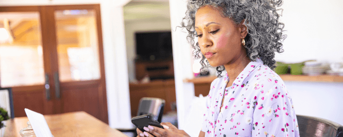 A client checking on her and wellness schedule
