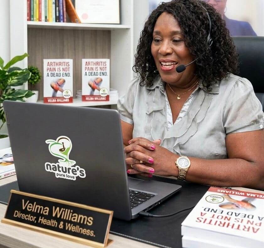 A picture of Velma Williams conducting a discovery call