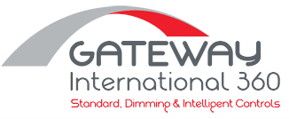 The logo for gateway international 360 standard dimming and intelligent controls