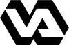 A black and white logo of a letter v in a hexagon.