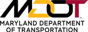 The maryland department of transportation logo is yellow , black , and red.