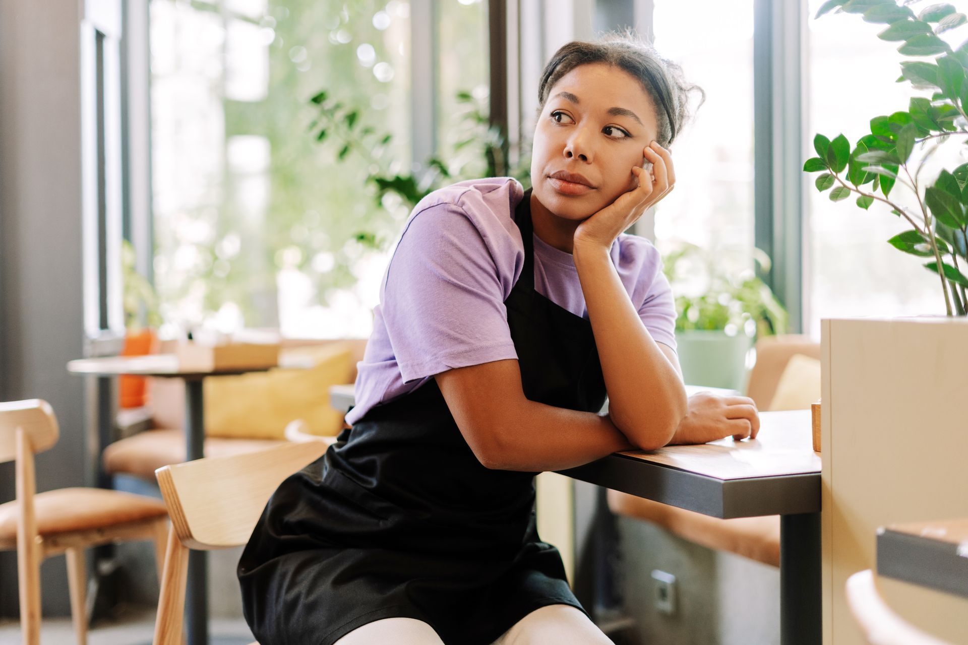 restaurant owner waiting on a slow day