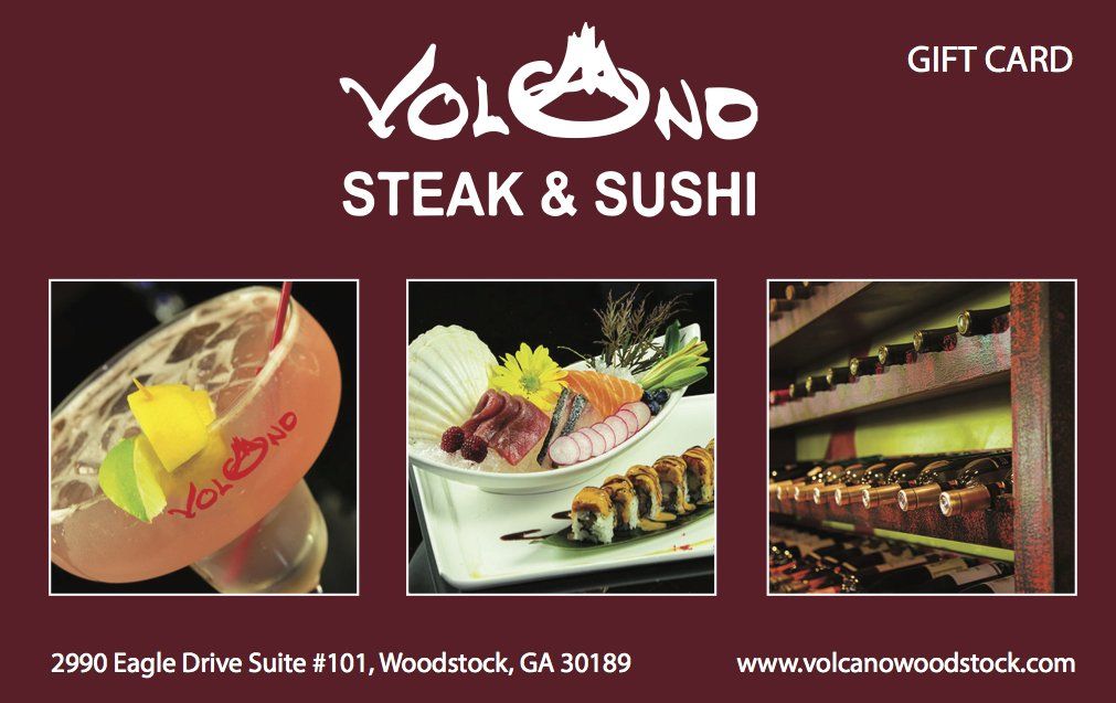 The gift card of a zbs client called Volcano sushi restaurant