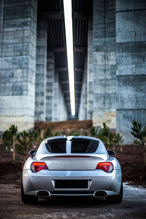 back of a silver sports car