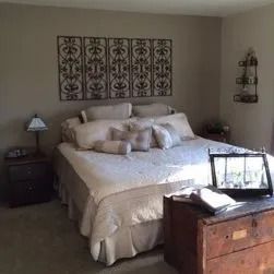 There is a large bed in the middle of the room.