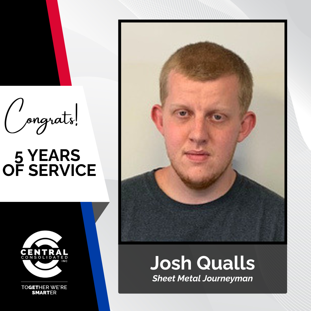 Portrait of Josh Qualls, Sheet Metal Journeyman at Central Consolidated