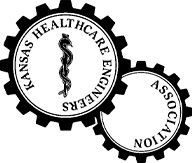 A black and white logo for the kansas healthcare engineers association.