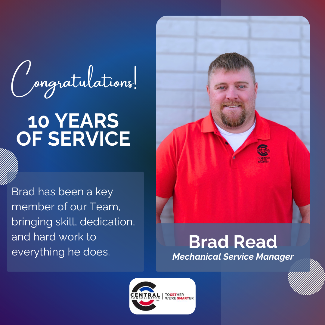 Portrait of Brad Read, Mechanical Service Manager at Central Consolidated.