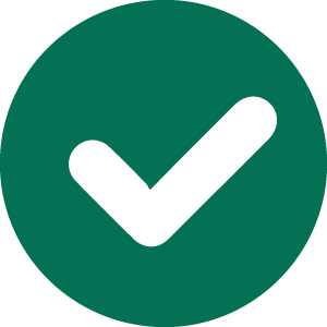 A white check mark in a green circle.