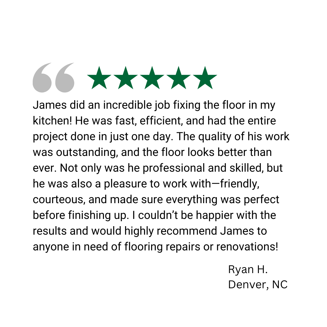 James did an incredible job fixing the floor in my kitchen !