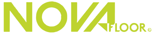 A green nova floor logo on a white background