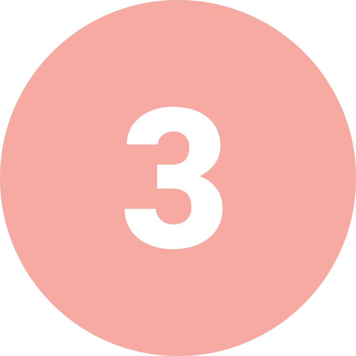 Weiße Zahl 3 in einem rosa Kreis.