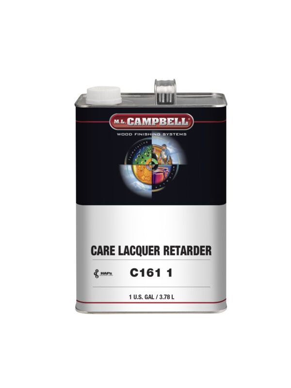 A can of campbell care lacquer retarder c161 1 on a white background.