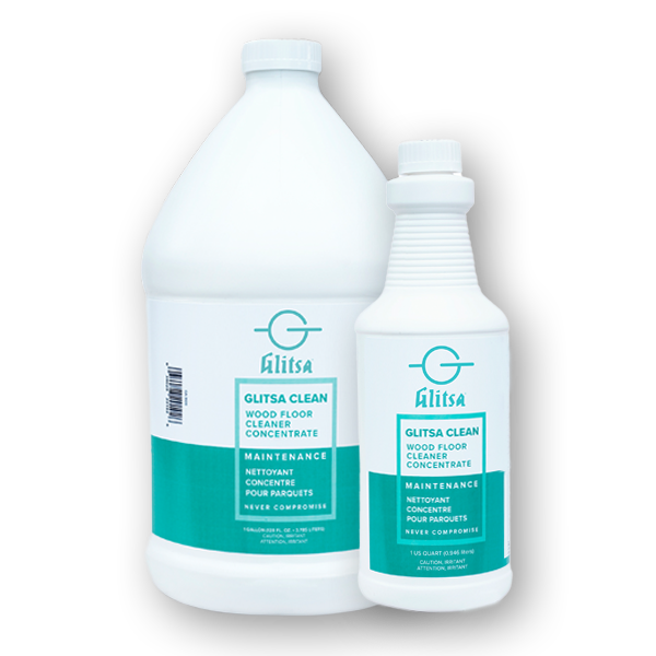 Two bottles of glutsa clean wood floor concentrate