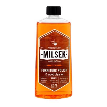 A bottle of milsek furniture polish and wood cleaner