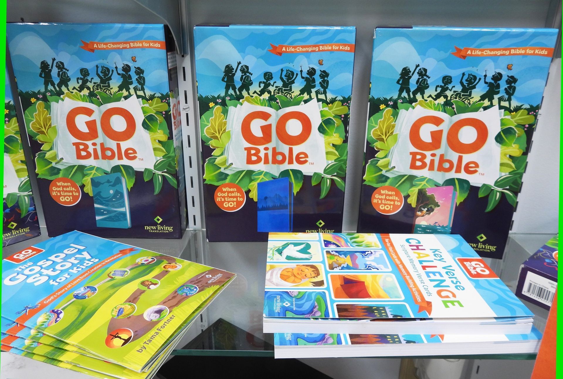 Books displayed on shelves: 