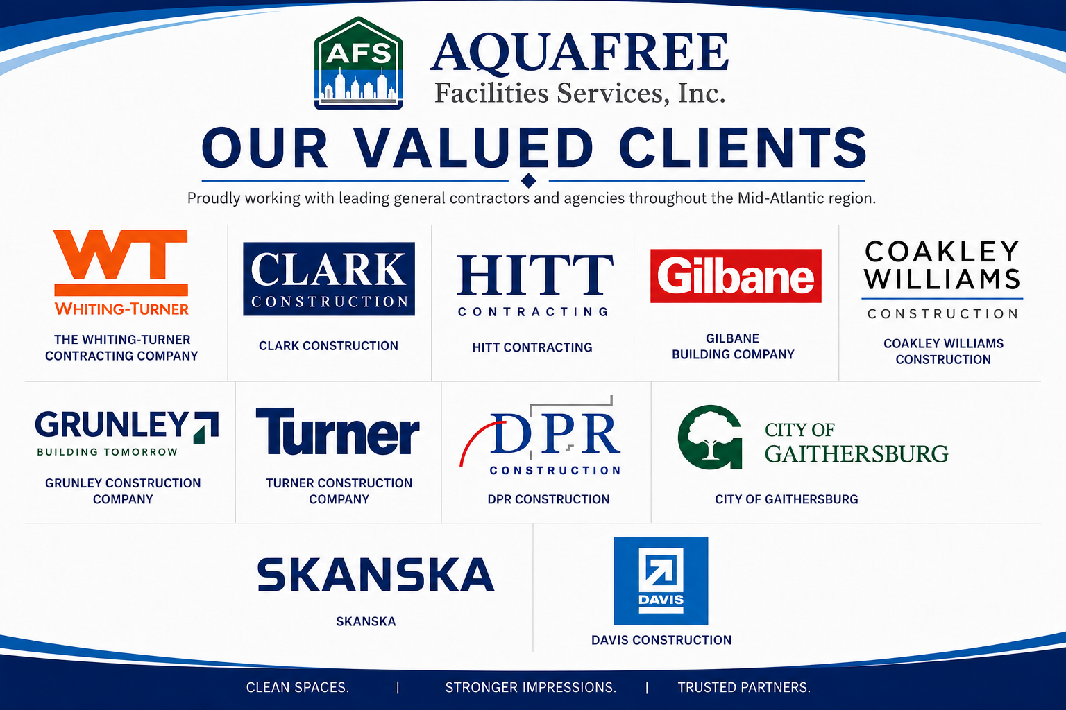 aqua free services general contracting partners listed