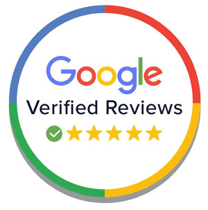 Google Verified Reviews badge with five gold stars and a checkmark.