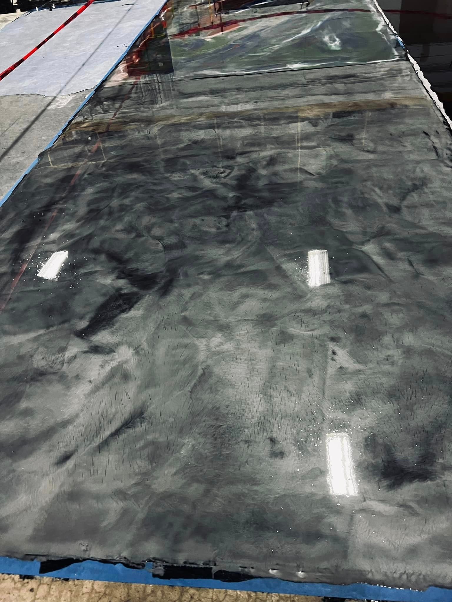 A large piece of concrete is sitting on top of a table.