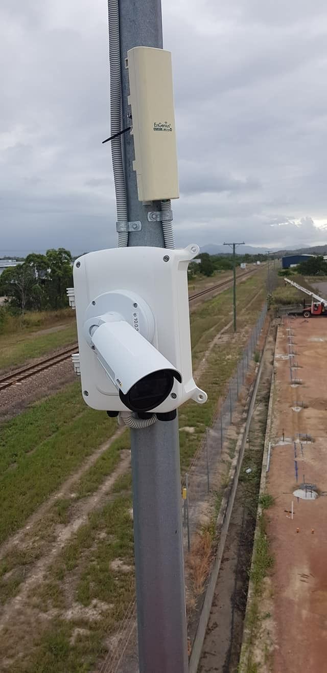 Security Camera Mounted on a Pole With a Communications Device — NQ Video Surveillance in Townsville, QLD