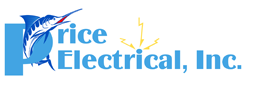 The logo for price electrical inc. has a marlin on it.