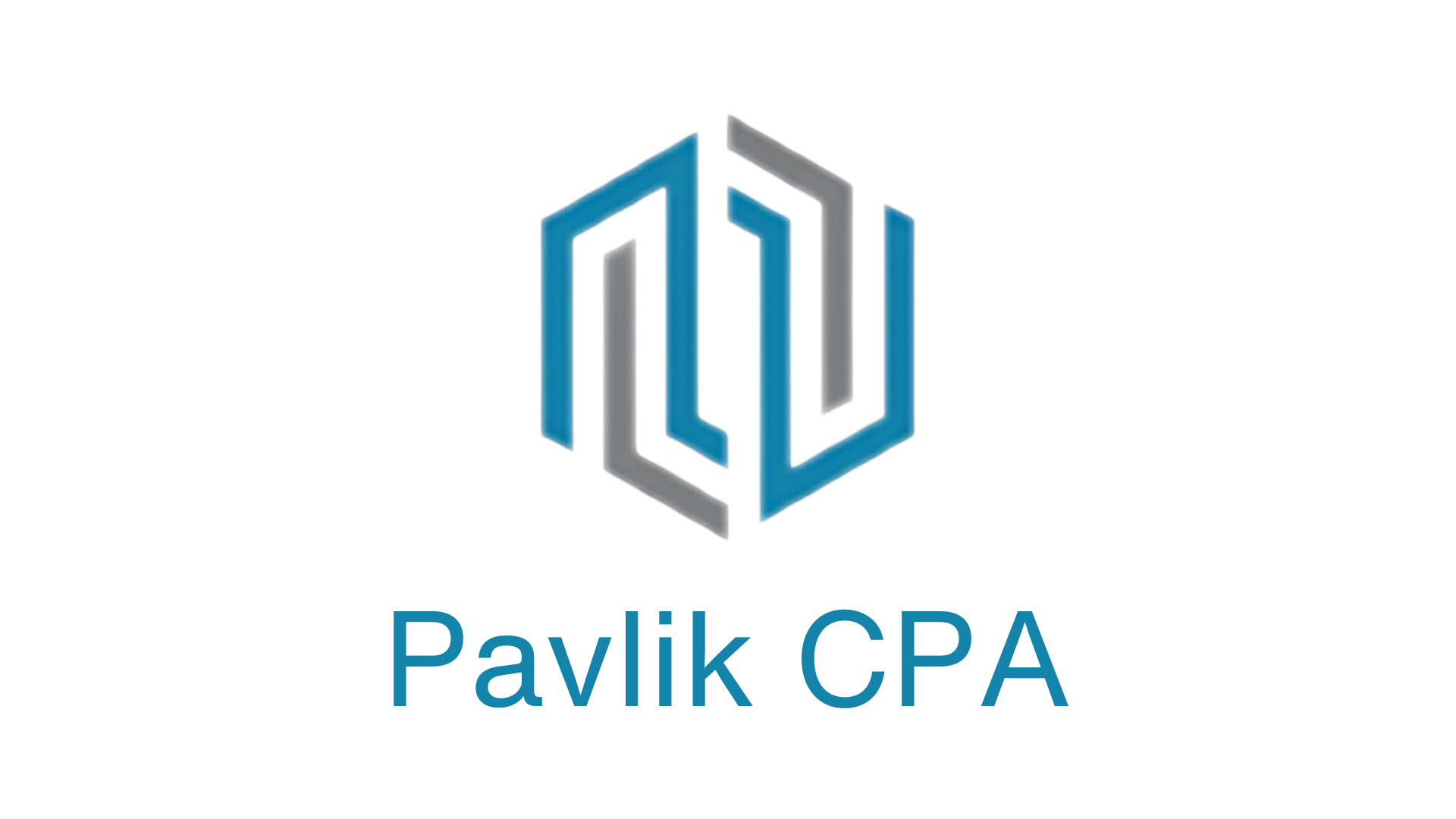 The logo for pavlik cpa is a hexagon with two lines coming out of it.