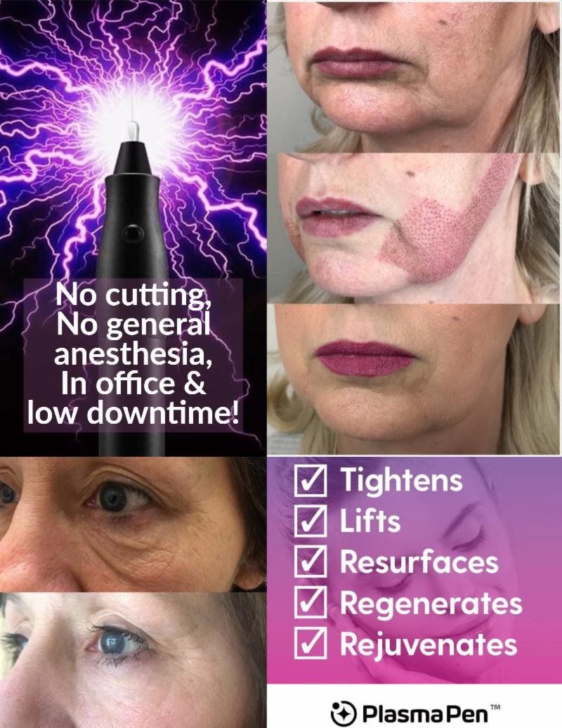 A collage of pictures of a woman 's face with the words 