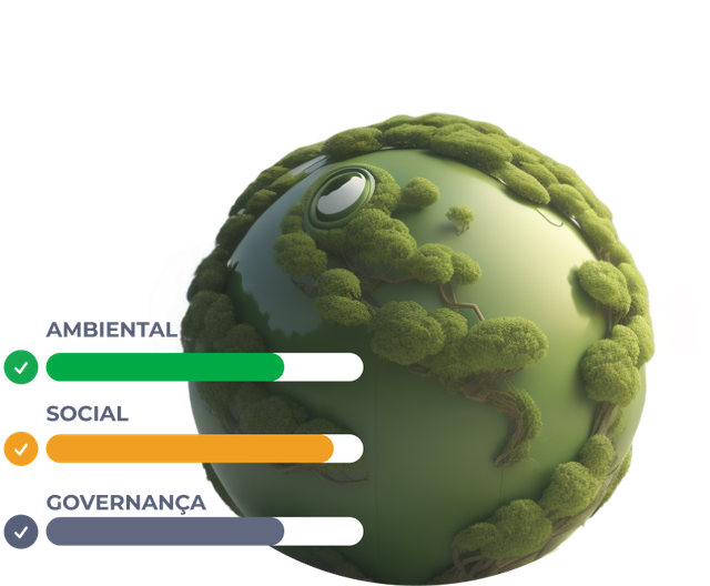 Um globo verde com as palavras ambiental social e governanca nele remetendo a ESG