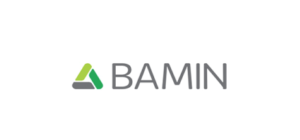 Um logotipo para uma empresa chamada bamin em um fundo branco.