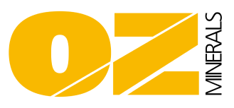Um logotipo amarelo e preto para minerais oz