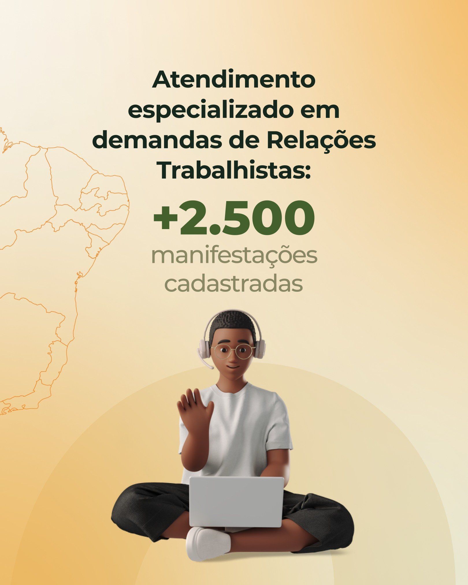 números de impacto do Audire Bridge pelo Brasil, com ilustração de mulher com fone de ouvido e microfone de atendimento