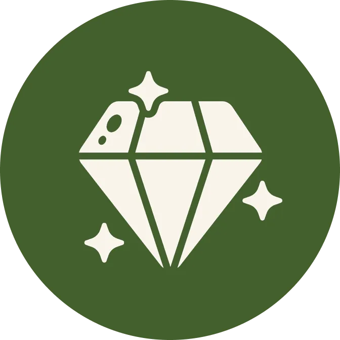 icone diamante, representando valores Bridge, no circulo verde