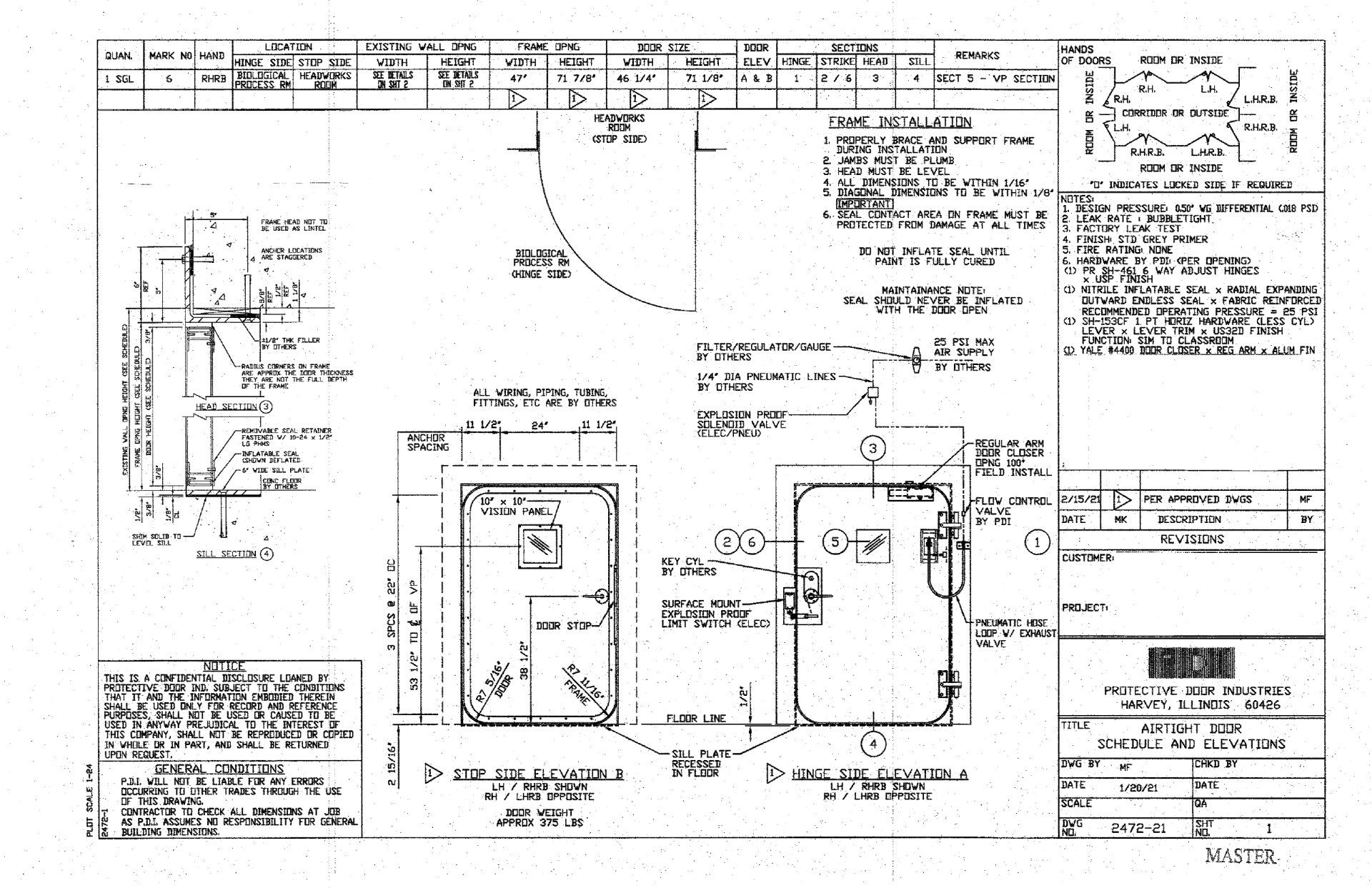 Model DA-100 Air Actuated Bladder Door
