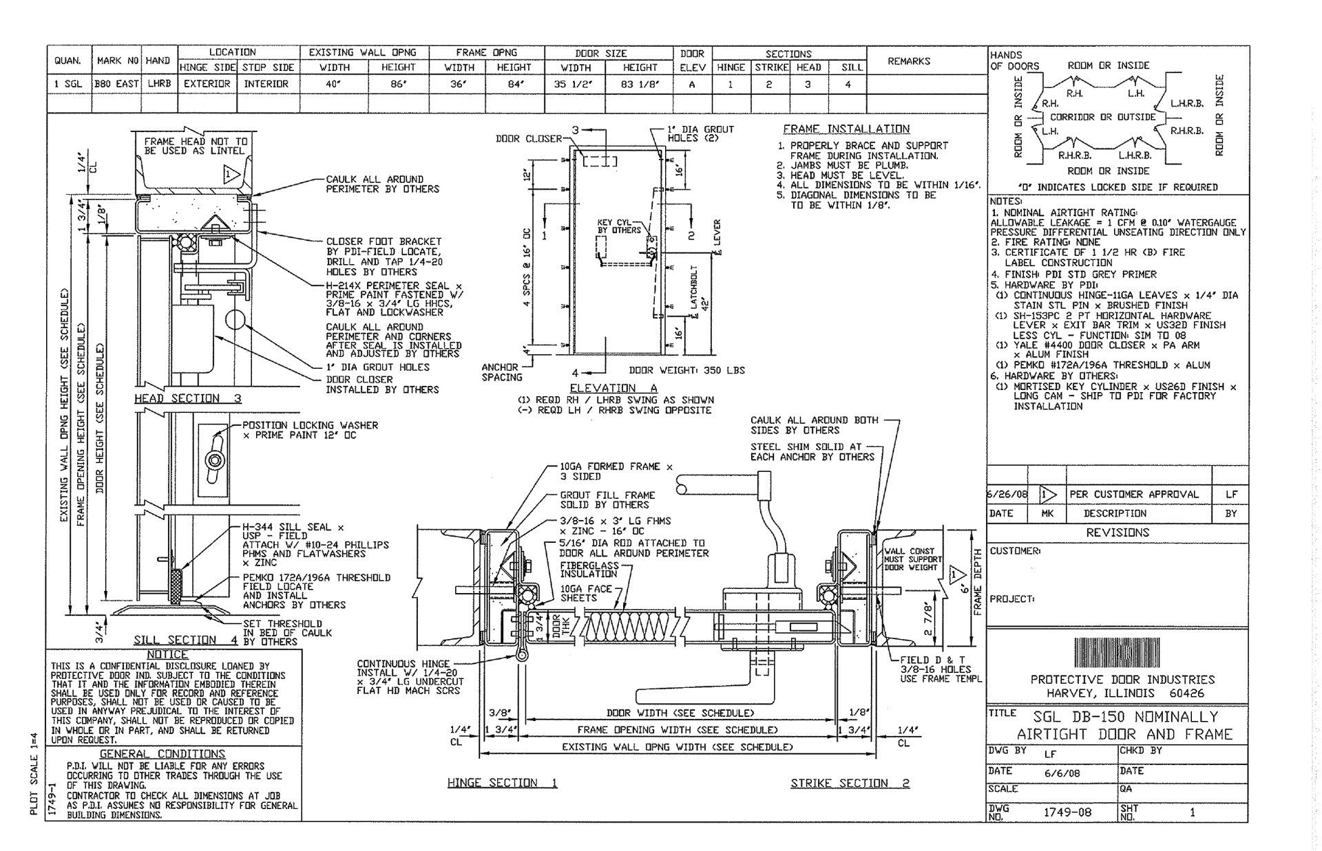 Model DB-150 Nominally Airtight Door Unit