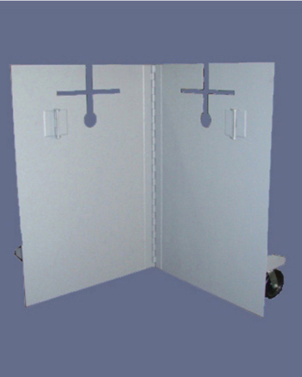 UL 752 Level 8  Folding 2-sided rolling barrier with t-port style GP, continuous hinge and casters.