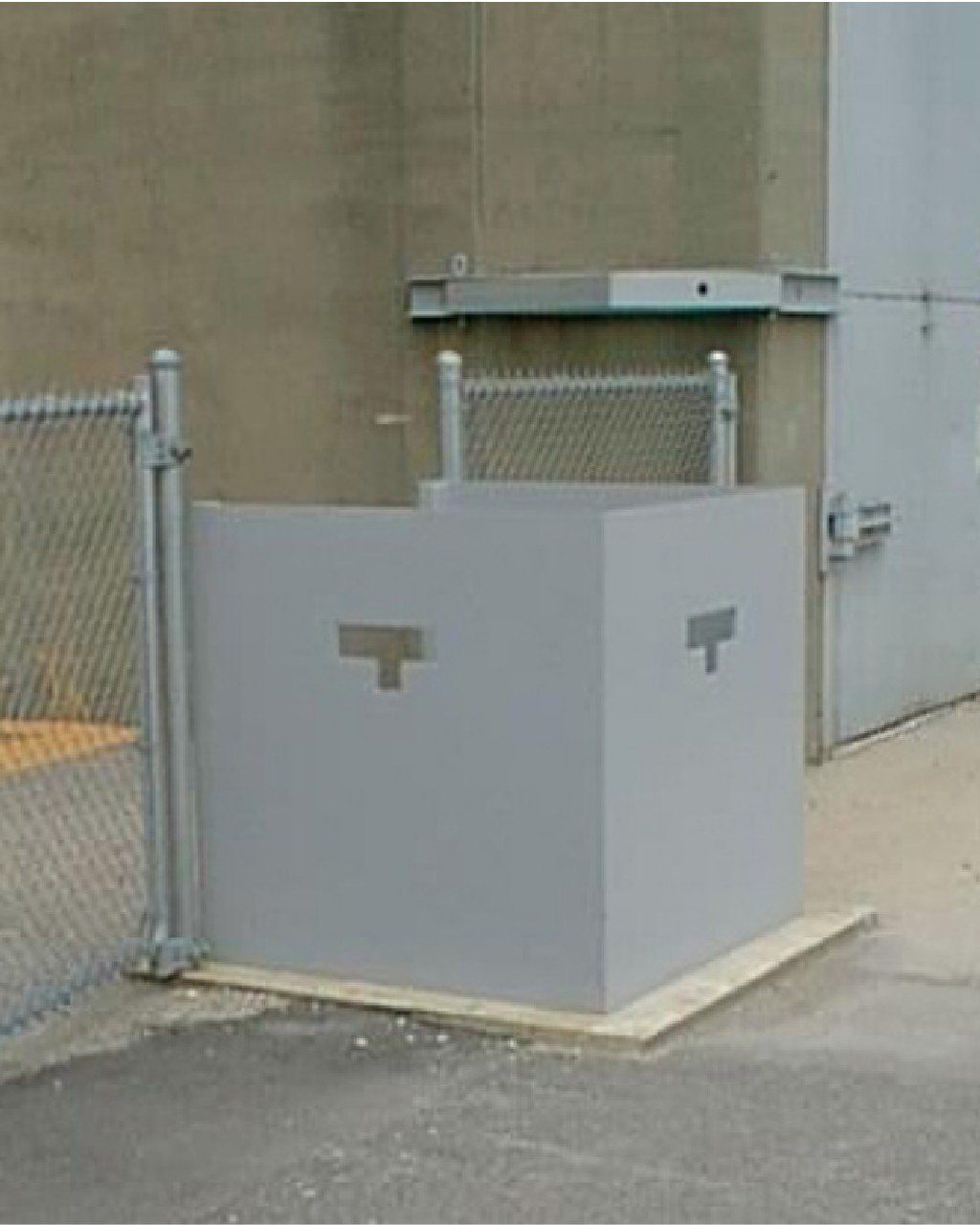 NIJ Level IV  Left: Permanent 3-sided armored fighting position w/t-slot GP's.  Right: Modular 3-sided concrete filled security vestibule with door unit.