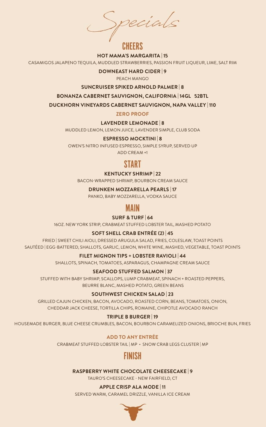 Specials Menu