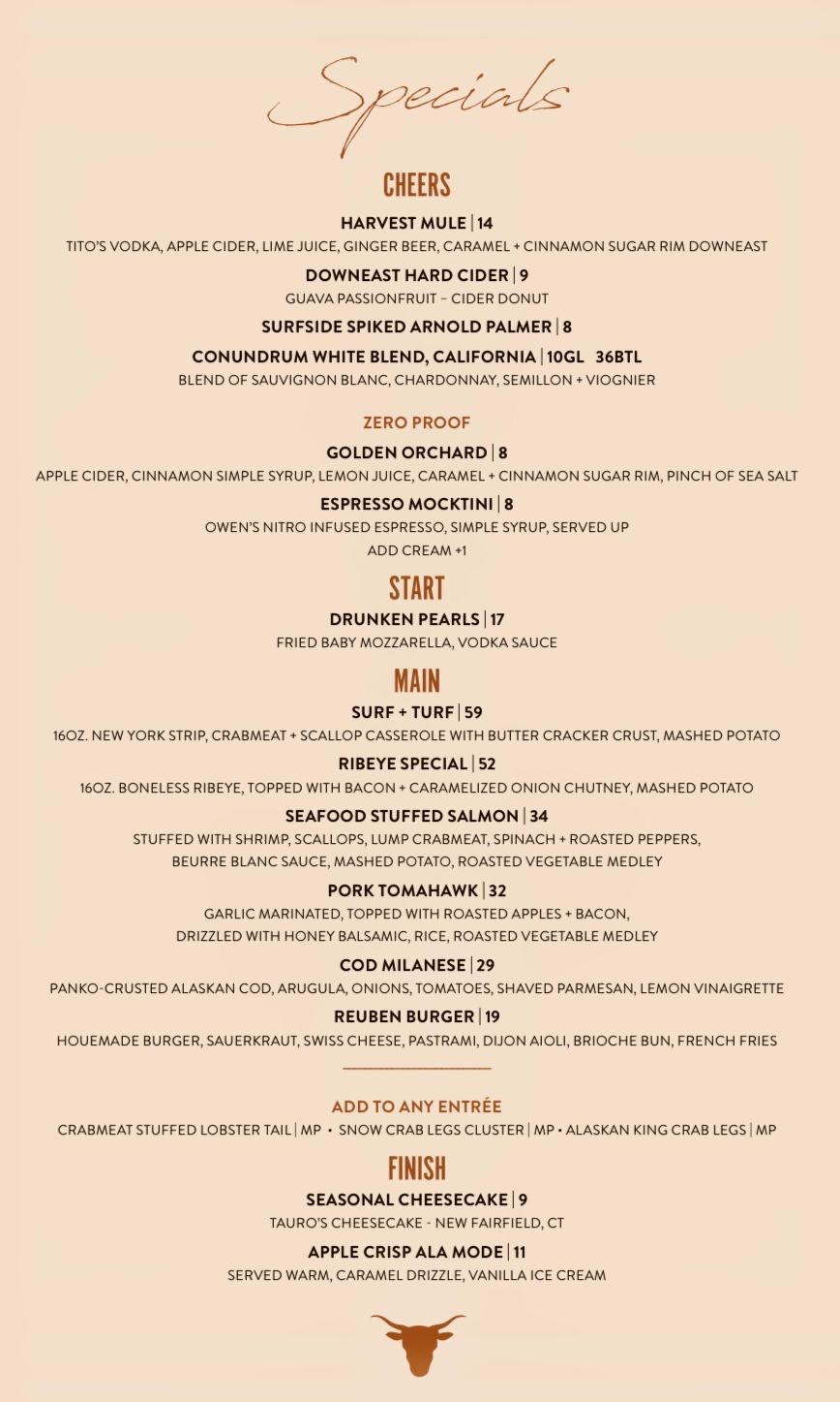 Specials Menu