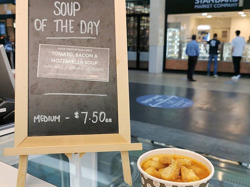 Soup of the Day Menu Board — Quench Juice Bar in Fortitude Valley, QLD