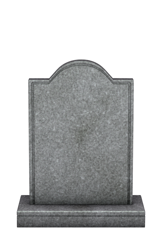 A gray gravestone on a white background.