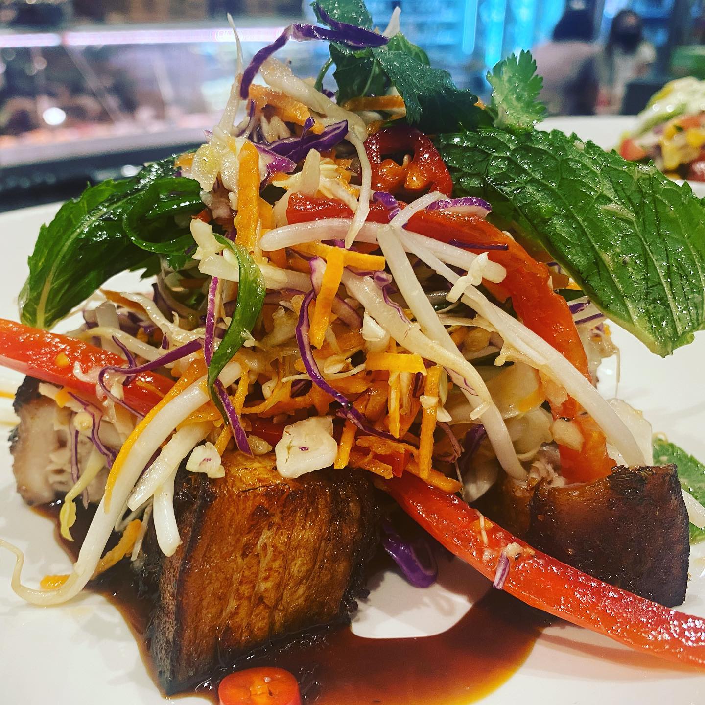 Sticky Pork Belly Salad — Barbosa Fine Food Deli in Robina, QLD